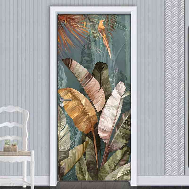 3d Self-adhesive, Plant Banana Leaf, Bedroom Poster, Door Sticker