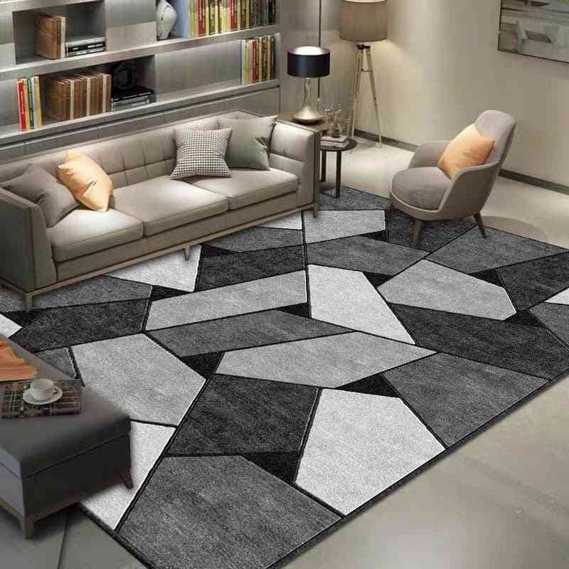 Alfombra de alfombra estampada geométrica, alfombra de salón moderna de gran área