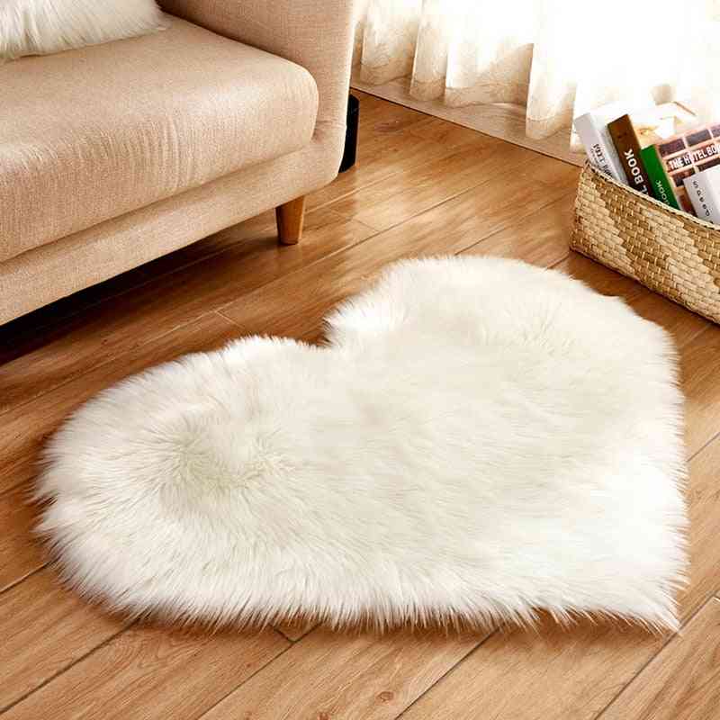 Love Heart Rugs Artificial Wool Hairy Carpet Faux Floor Mat