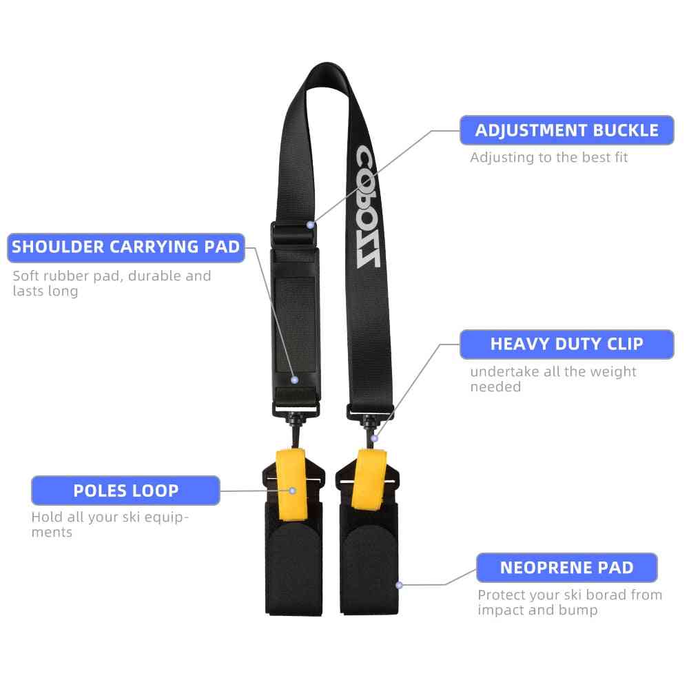 Adjustable Skiing-pole Shoulder Hand Carrier, Anti-slip With Ski Pole Hook