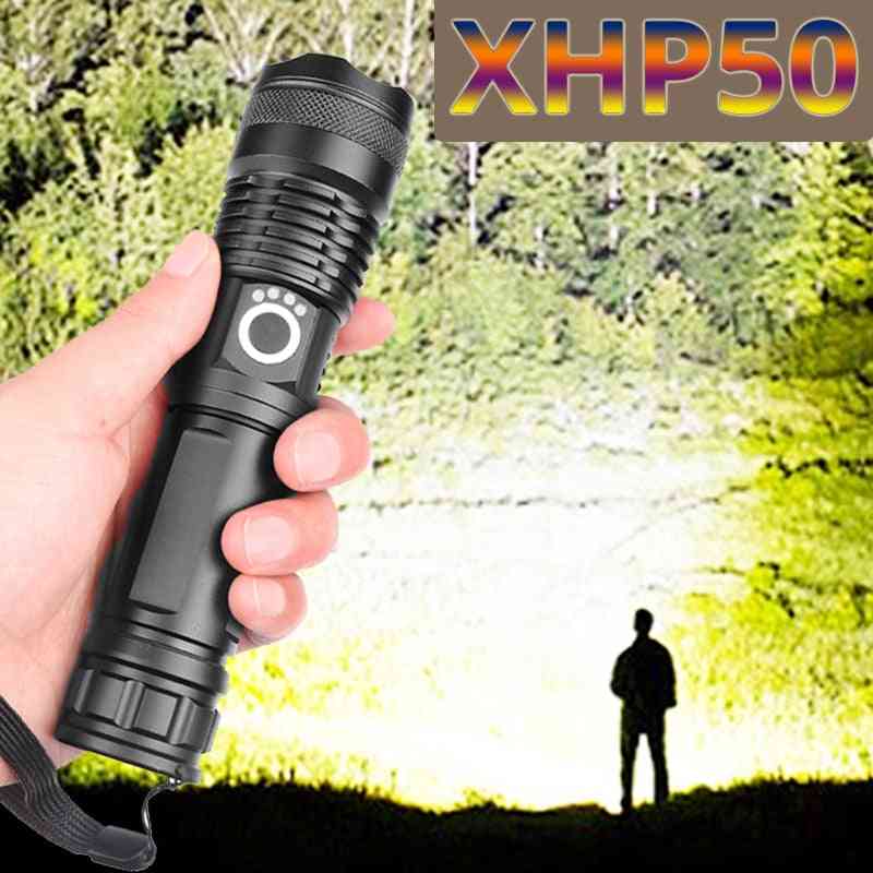 5-modes Usb Zoom Led Torch - Xhp50, 18650 Or 26650 Battery For Camping & Outdoor