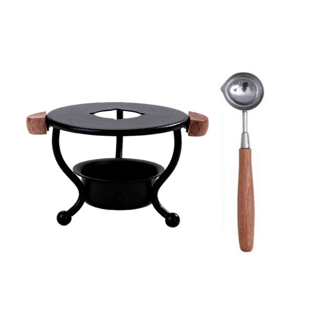 Durable Retro Tripod Fire Paint Melting Wax Furnace Included Wood Handle Sealing Spoon