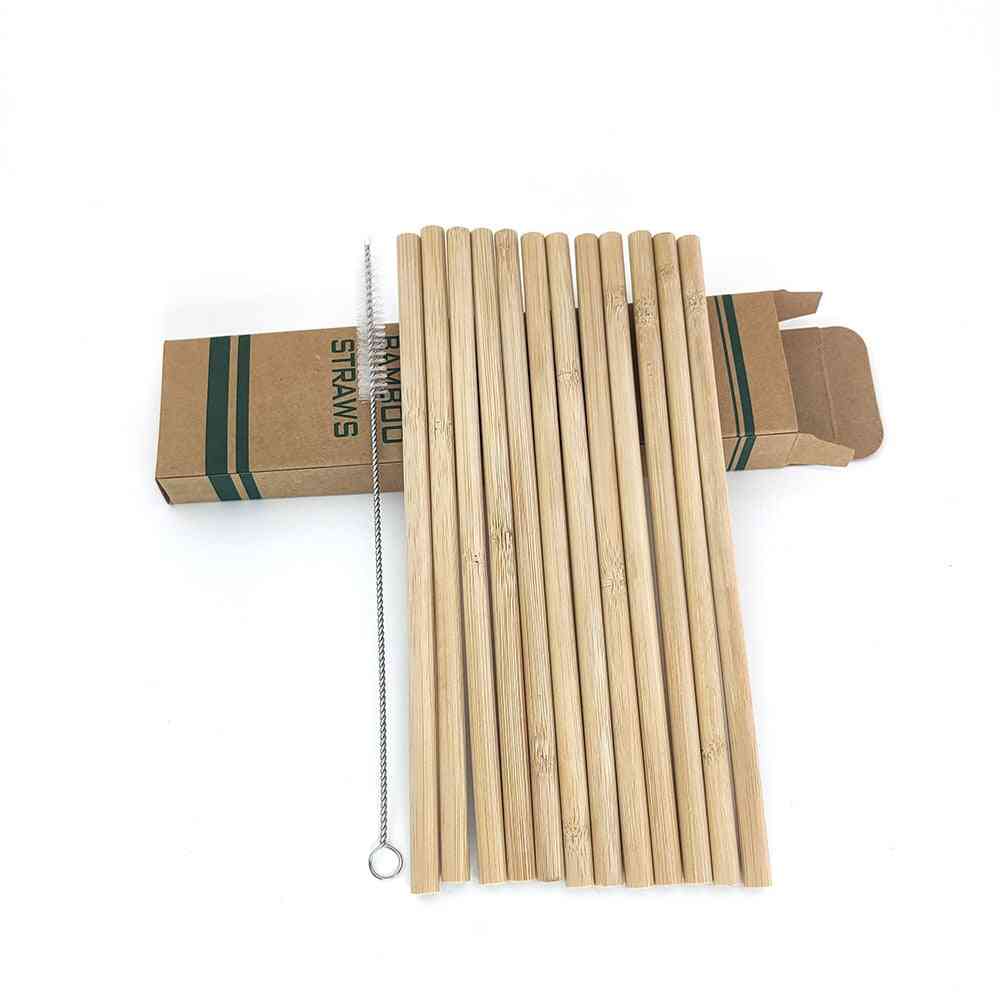 Reusable Eco-friendly Bamboo Drinking Straws & Clean Brush