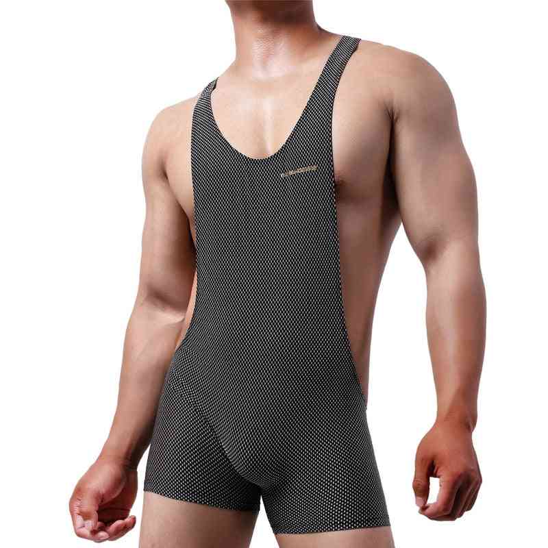 Wrestling Singlet- Bodysuits Shorts, Penis Pouch Slip, Undershirts Jumpsuits