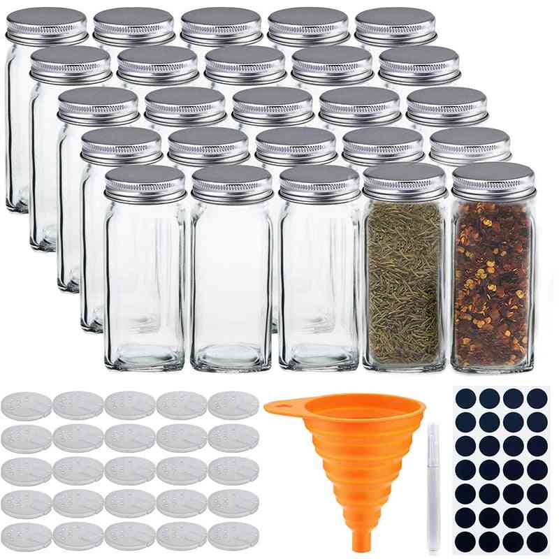 Glass Spice Jar Condiment Dispenser Salt And Pepper Canister Set