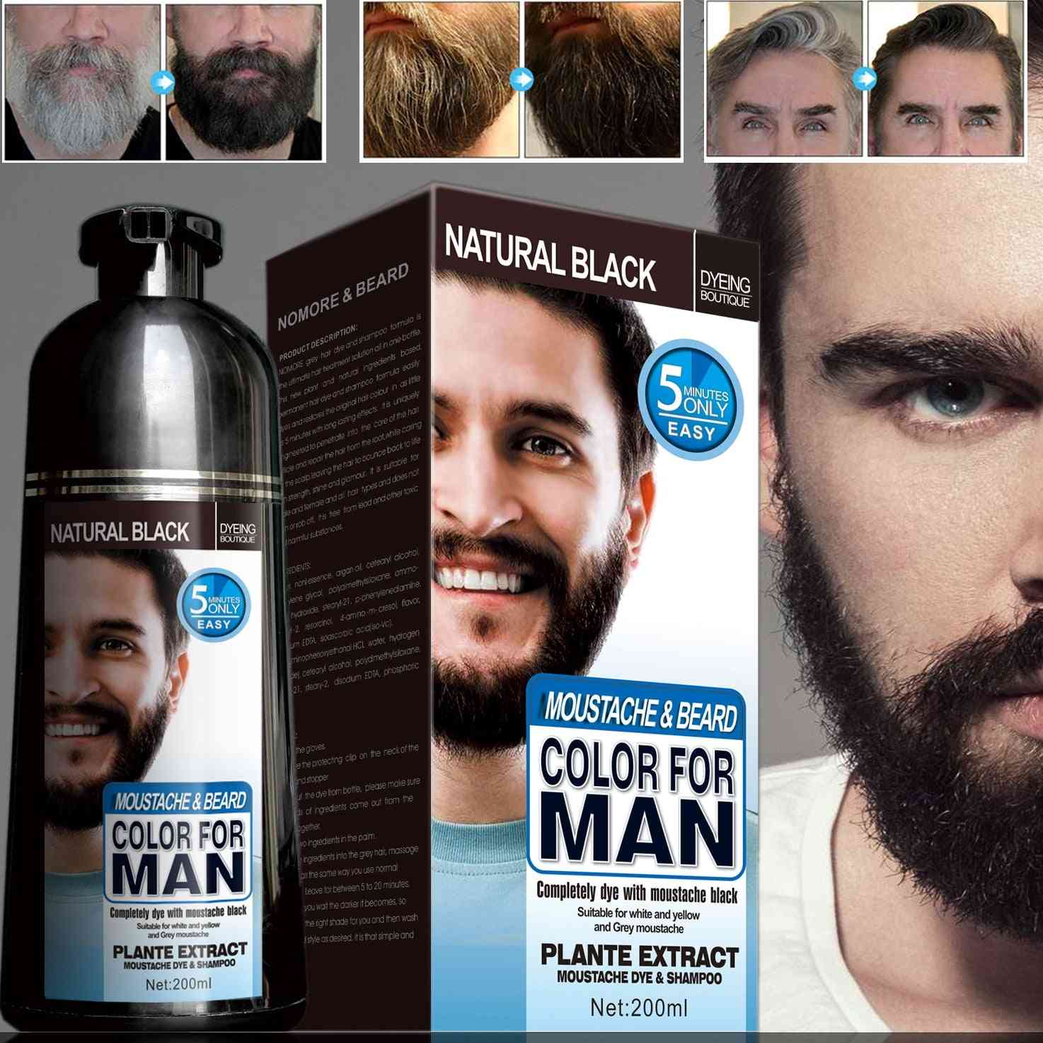 Natural Long Lasting- Beard Dye, Hair Removal, White Shampoo (black)
