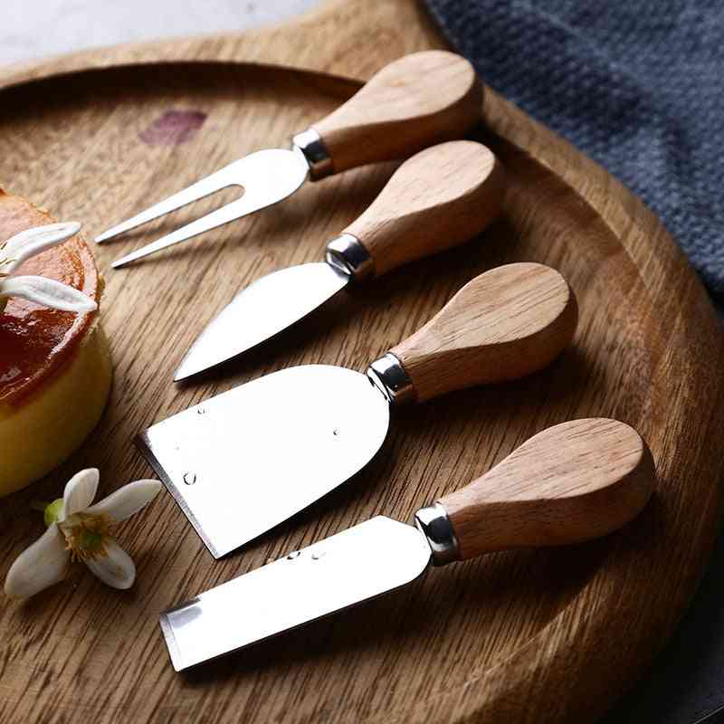 Wood Handle- Bamboo Cheese, Cutter Slicer Knife Sets
