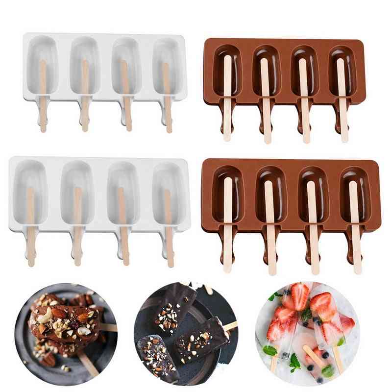 Food Grade Silicone Ice Cream Molds With Popsicle Sticks