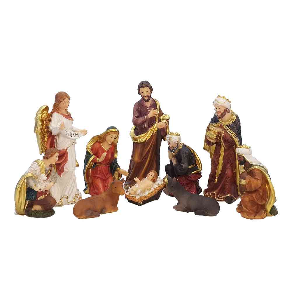 Zayton Statue Nativity Scene Set,, Figurines Baby Jesus, Manger Miniatures, Ornament Home Decor