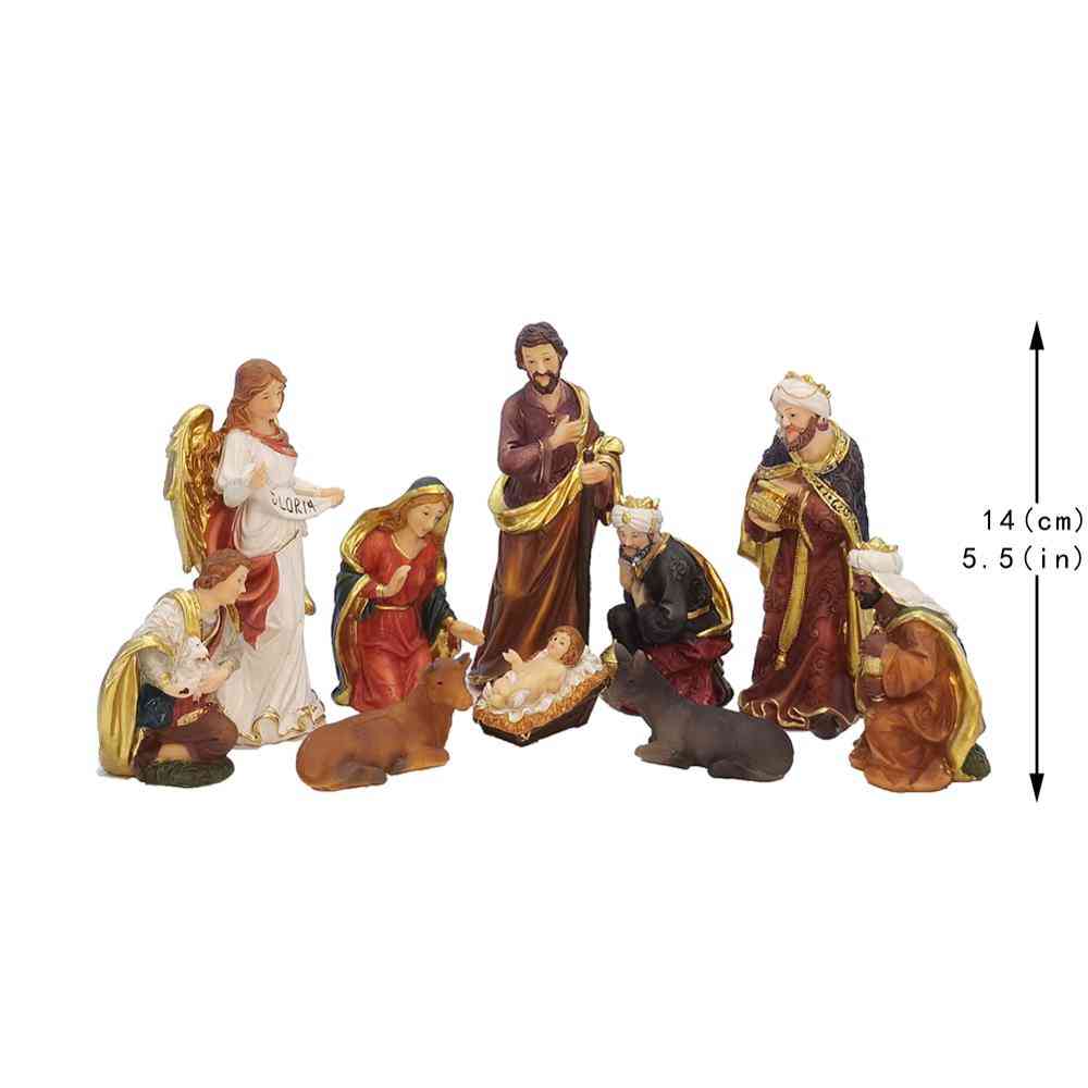 Zaytonin patsas syntymä kohtaus setti ,, hahmoja vauva Jeesus, seimi miniatyyrejä, koriste sisustus