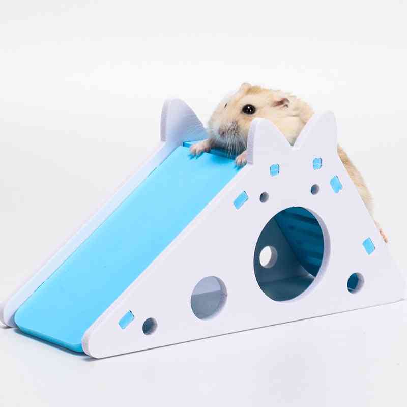 Cute Hamster Exercise & Toy Wooden House With Ladder Slide