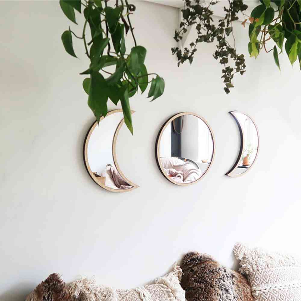 Moon Phase Acrylic Mirror Wall Stickers, Bedroom Decorative