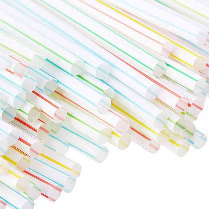 Flexible Plastic- Disposable Striped Straws