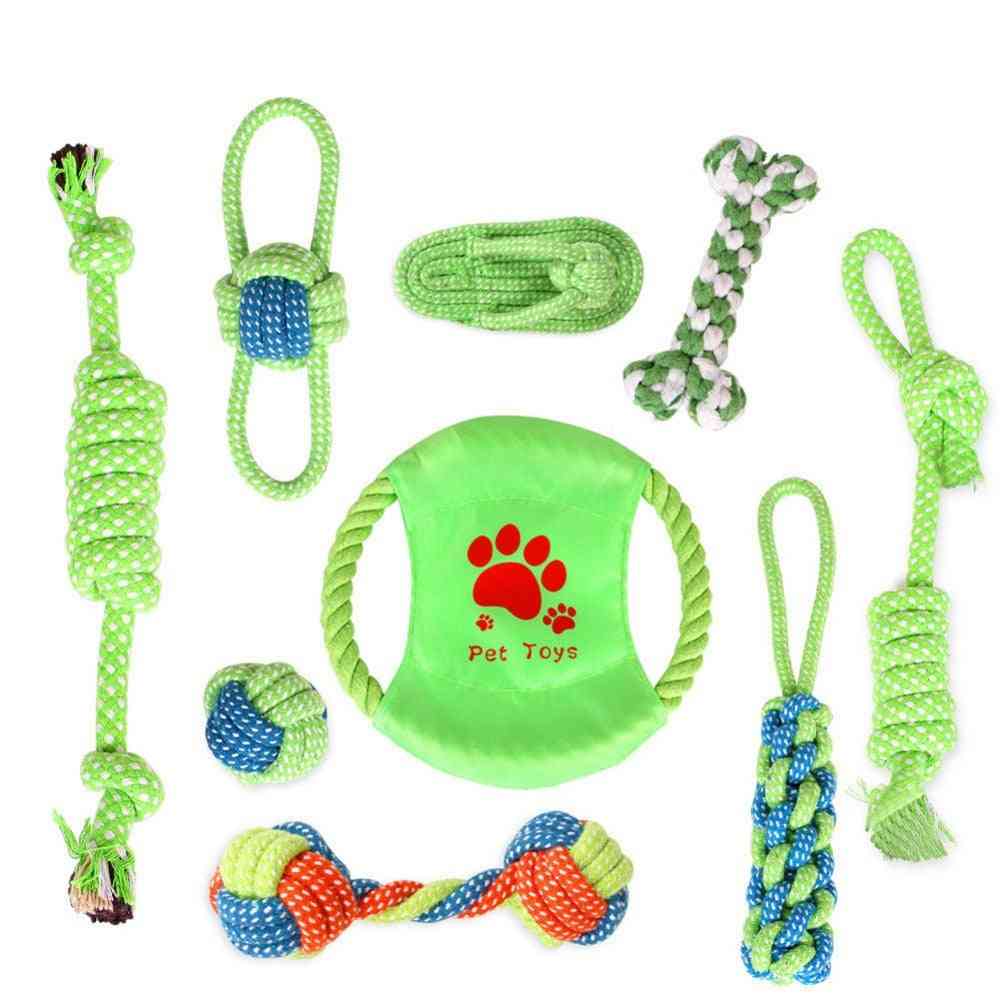 Cotton Ball, Puppy Chew, Molar Teeth Clean, Green Braided Rope For Pet Dog Toy