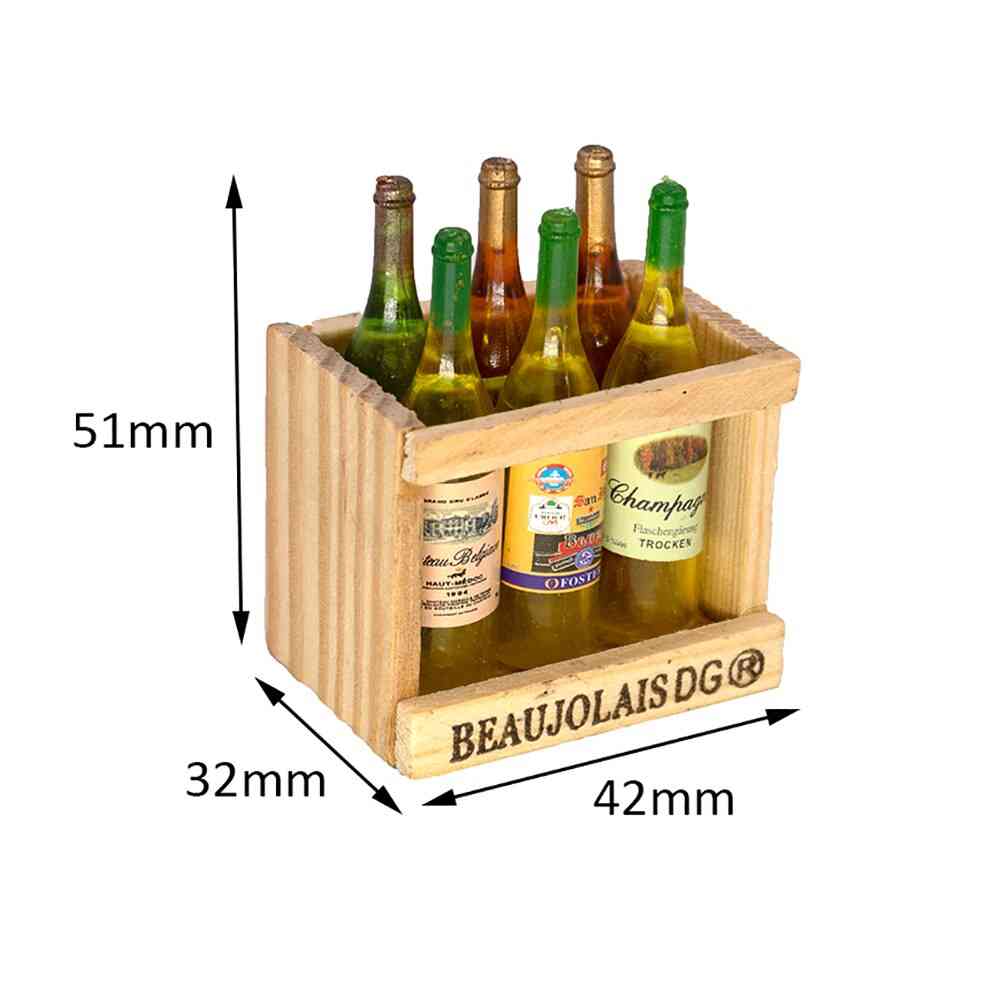 Dollhouse Miniature, Mini Wine Bottle Set With Box - Simulation Drinks Model