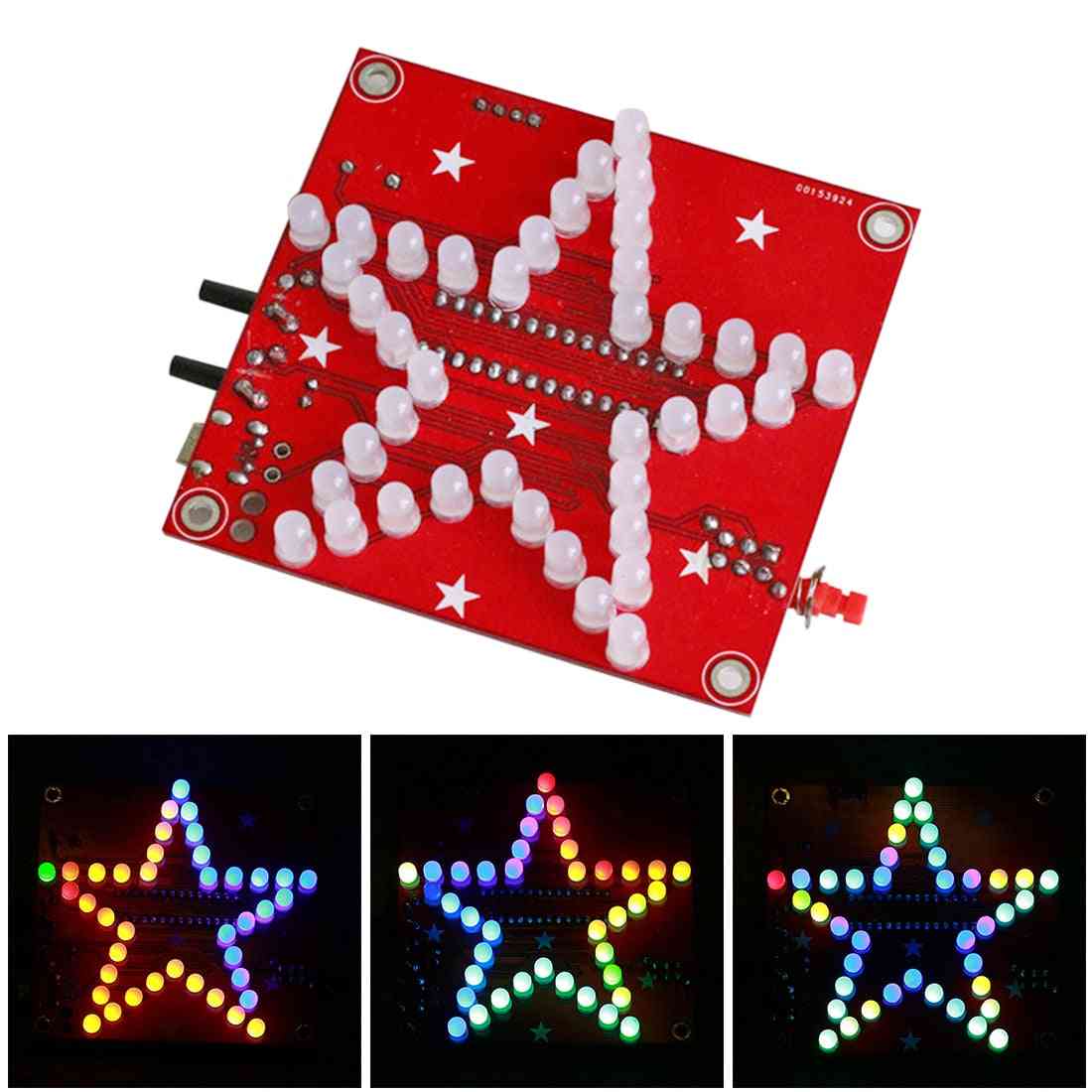 Electronic Bulk Colorful, Music Five-pointed Star, Led Light Kit, Frosted Lamp, Beads And Shell