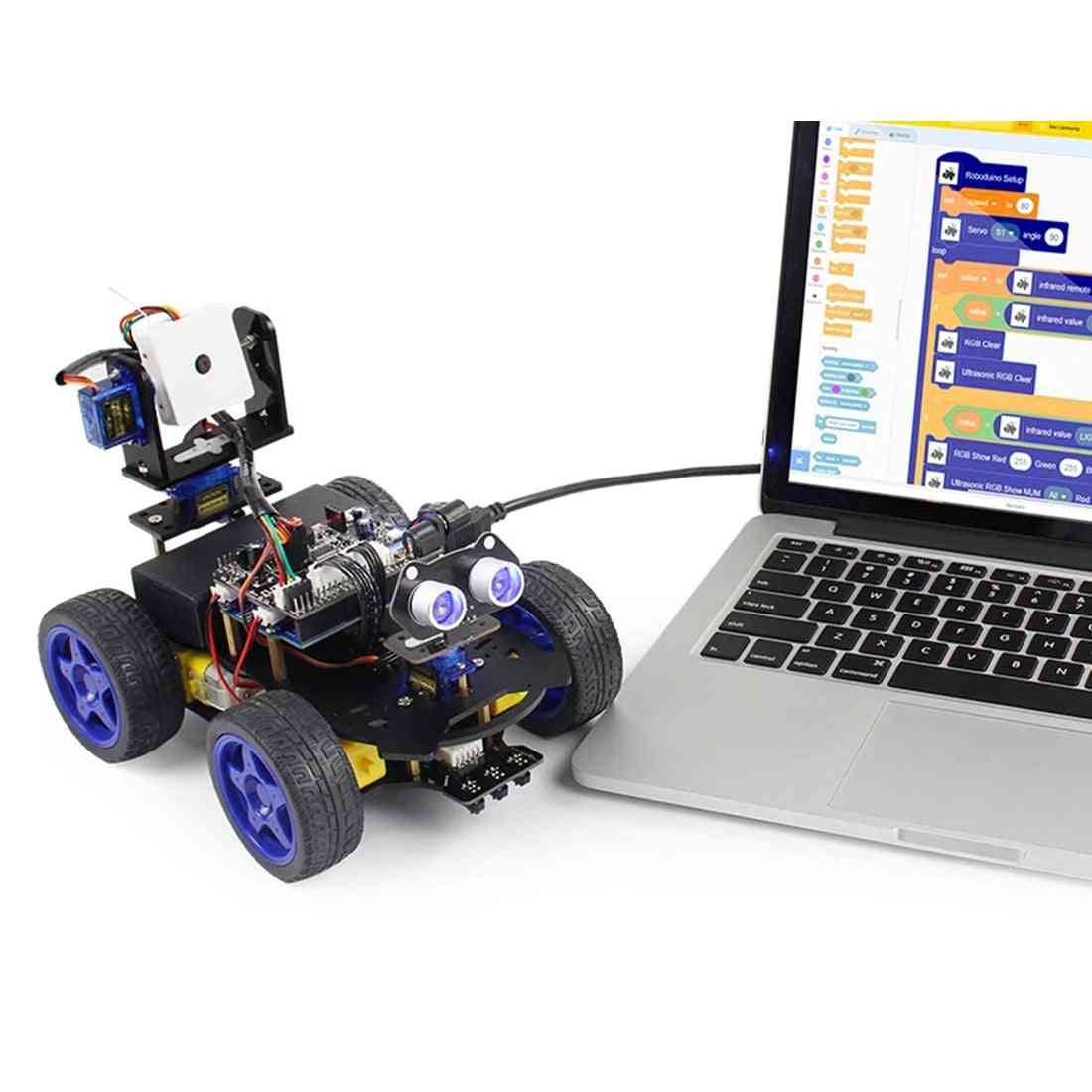 луминесцентен ултразвуков модул, интелигентен робот автомобил, wifi камера, комплект кардан за arduino