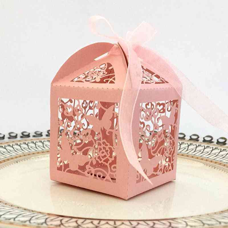 Laser Cut Hollow Butterfly Carriage Candy Boxes With Ribbon