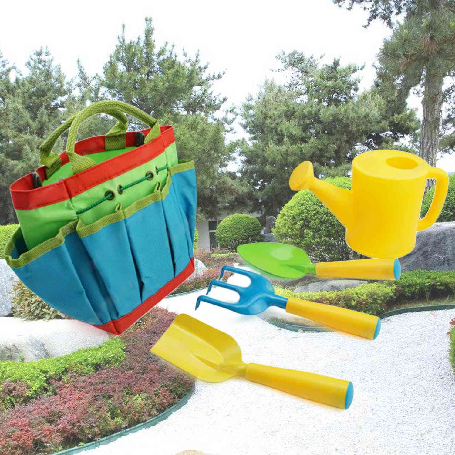 Children Gardening Tools Set - Watering Shovel Rake, Trowel Garden Tote Bag