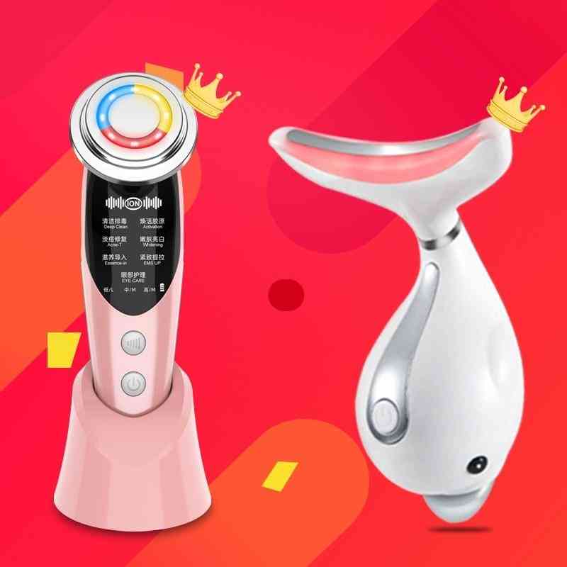 Led Facial Neck Massager Photon Therapy Heating Wrinkle Removal