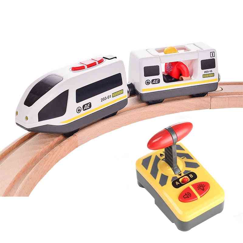 Rc Electric Train Set With Carriage Sound And Light,  Express Truck, Fit Wooden Track