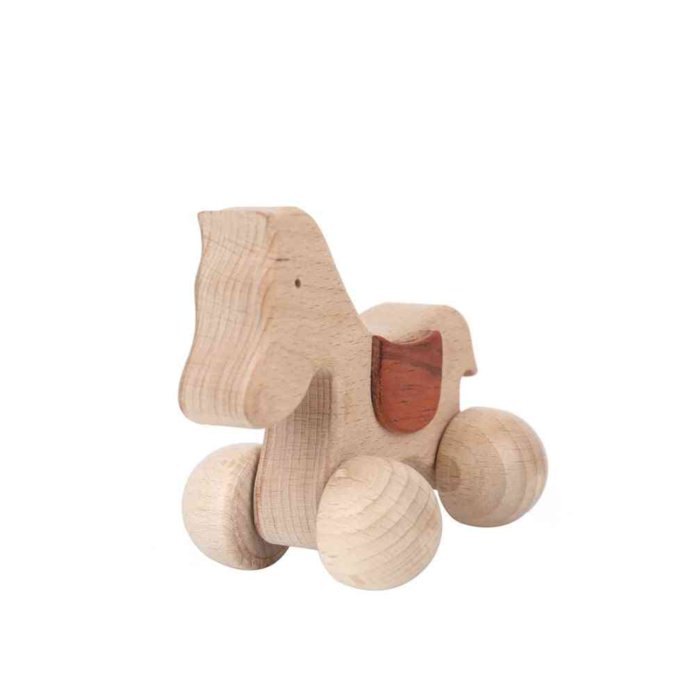 Wooden Animals Shape, Food Grade Montessori, Handmade Rattle Teether Toy
