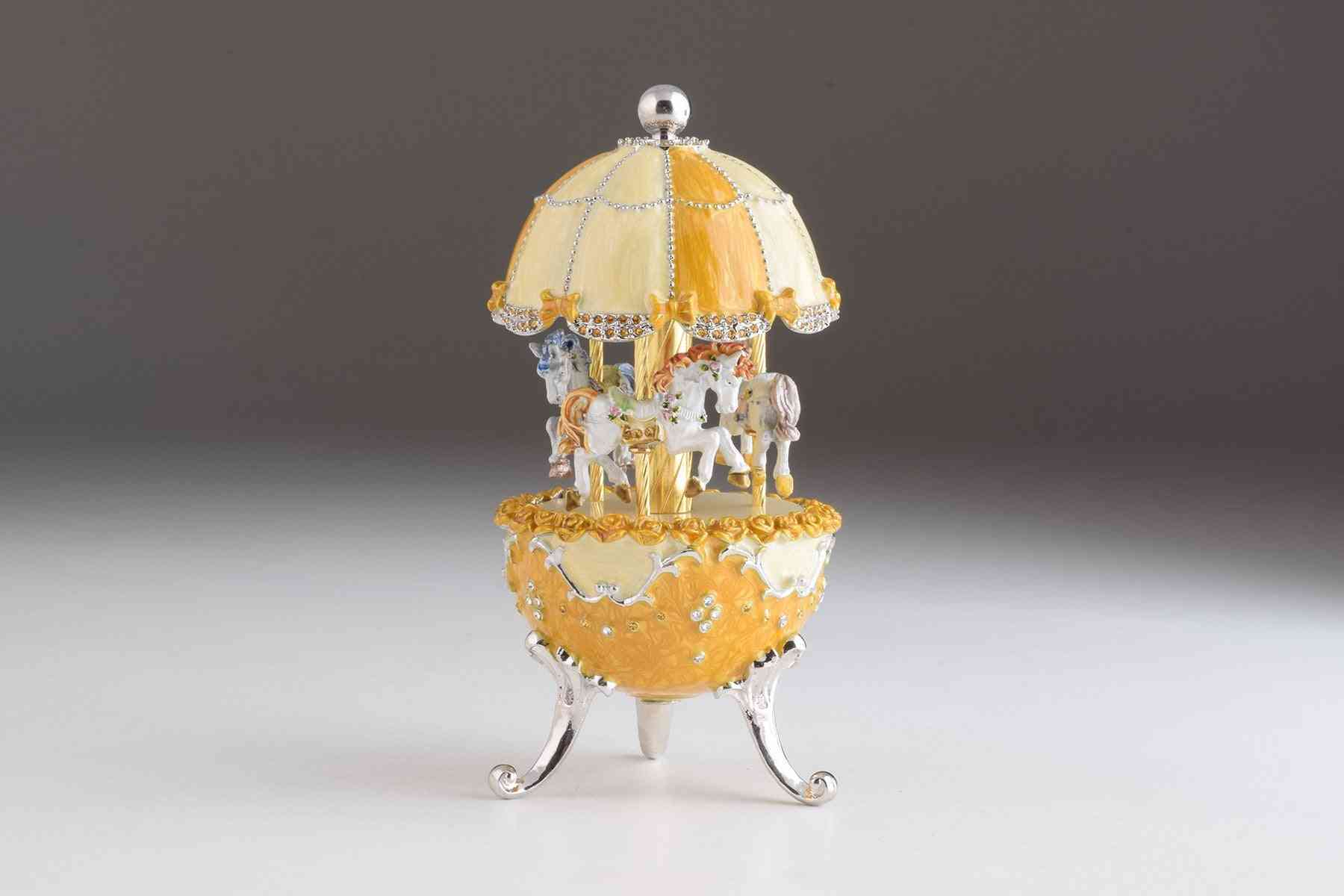 Faberge Egg Carousel Wind Up Music Trinket Box