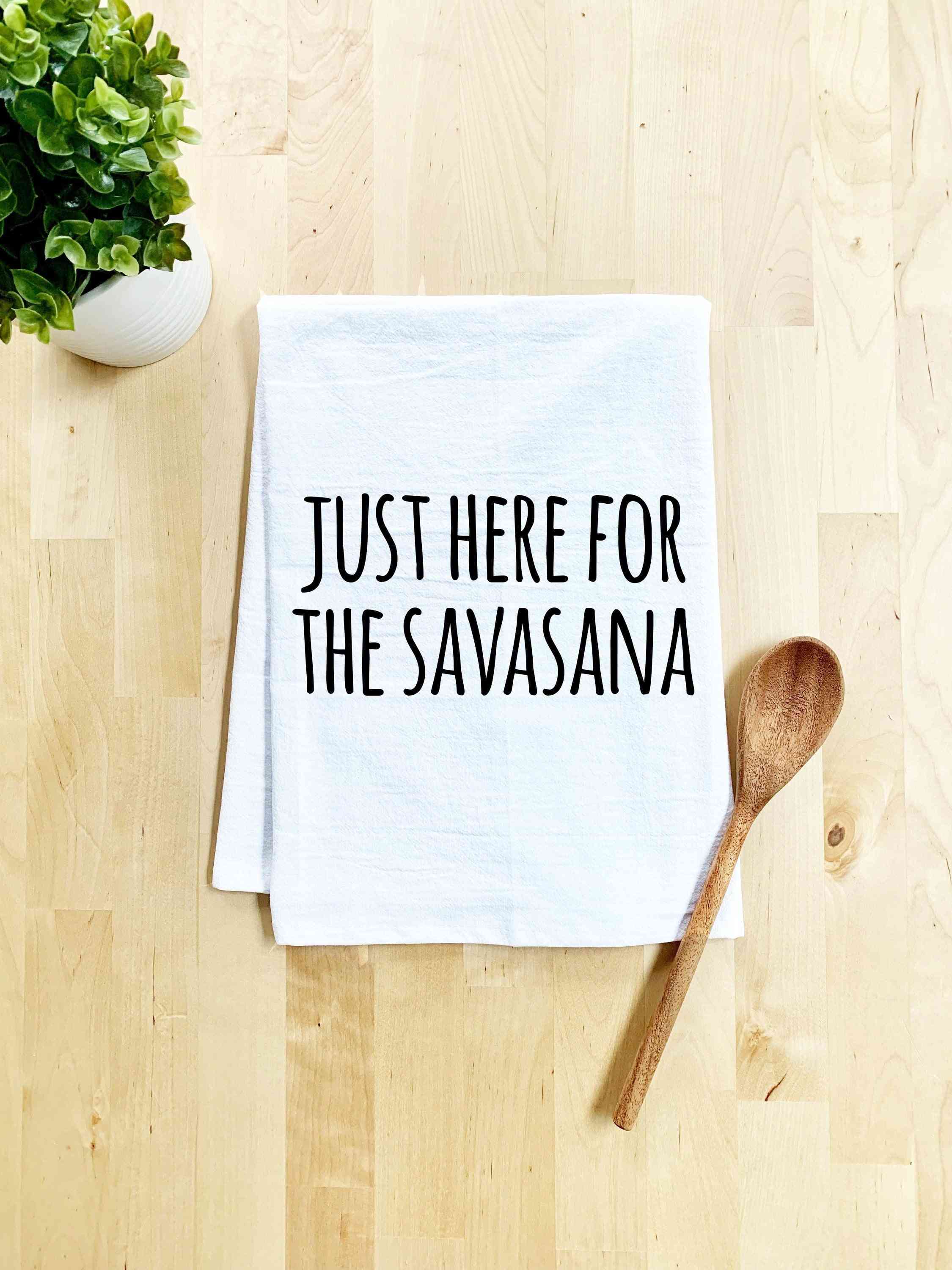 Alleen hier voor de theedoek met savasana-print