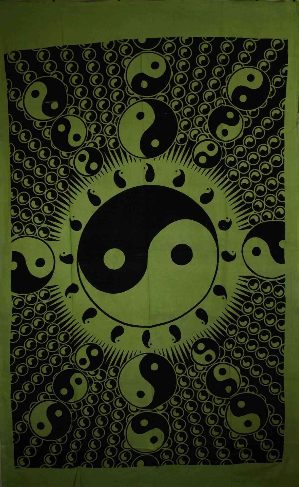 Green Floating Ying Yangs Tapestry
