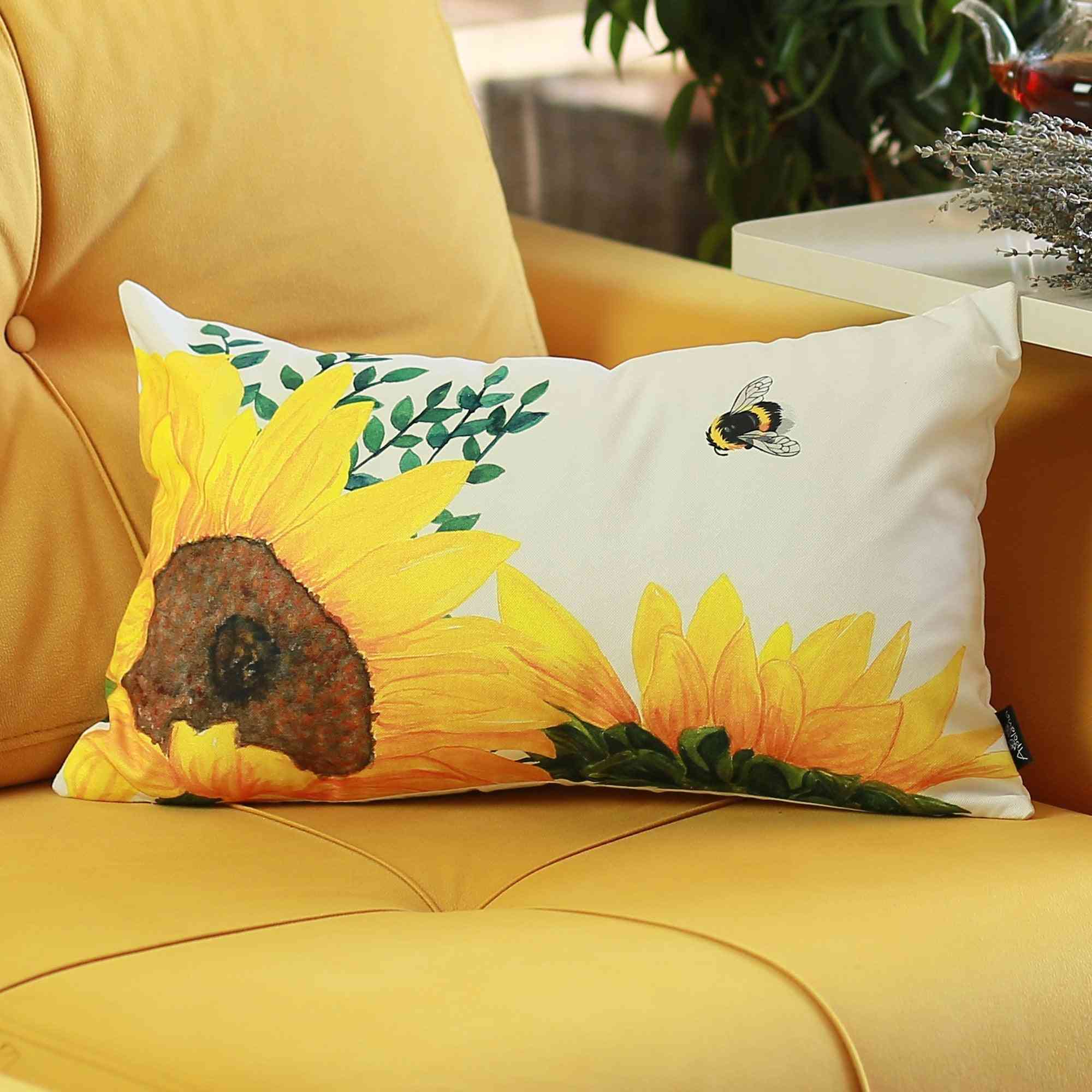 Sunflowers Printed Decorative Lumbar Pillow Cover