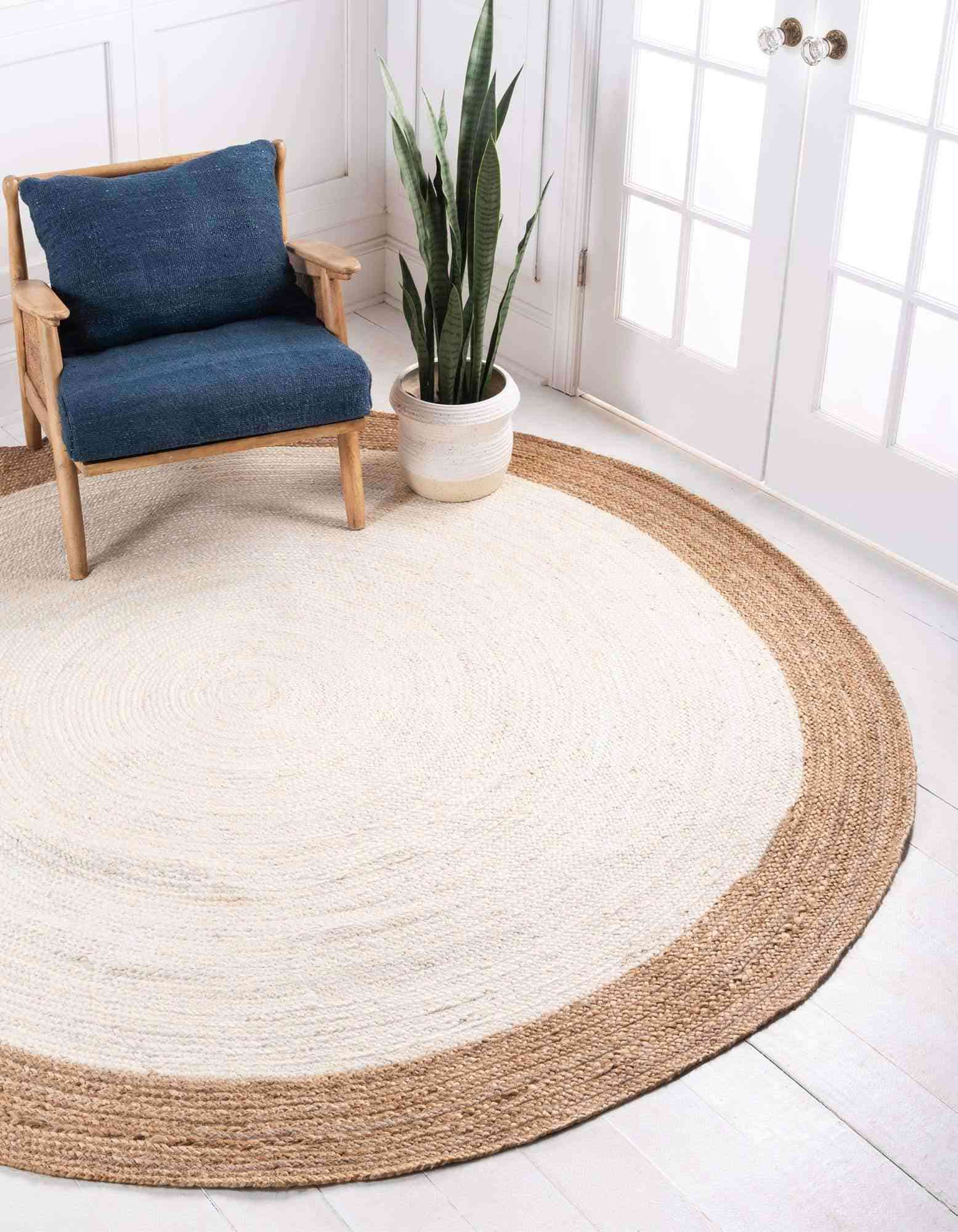 Round Large Area Natural Jute Rug