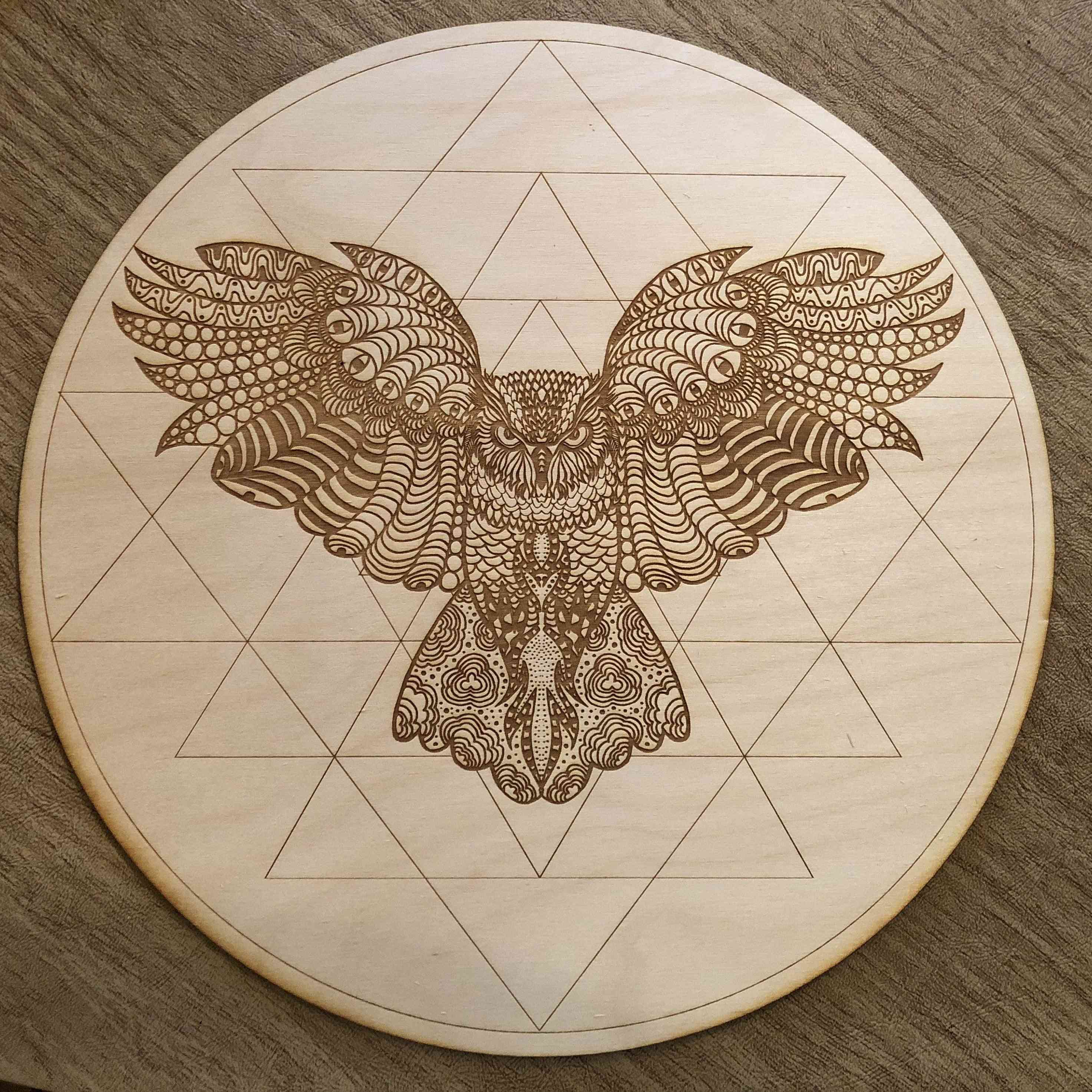 Owl Sri Yantra Crystal Grid