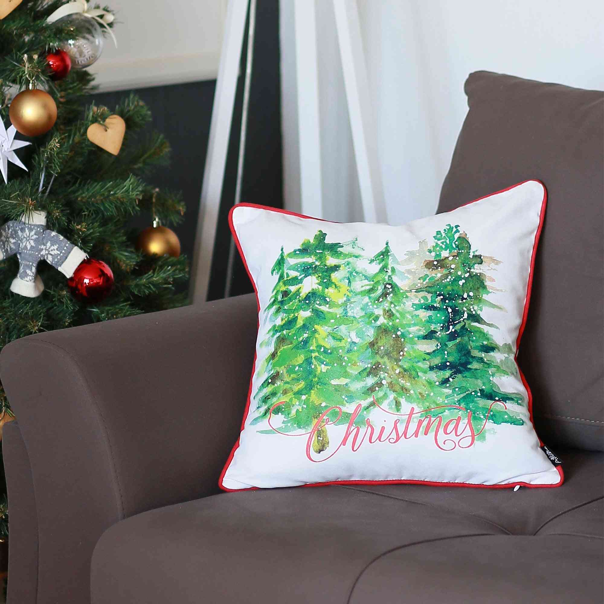 Christmas Trees Prined Pillow Cover