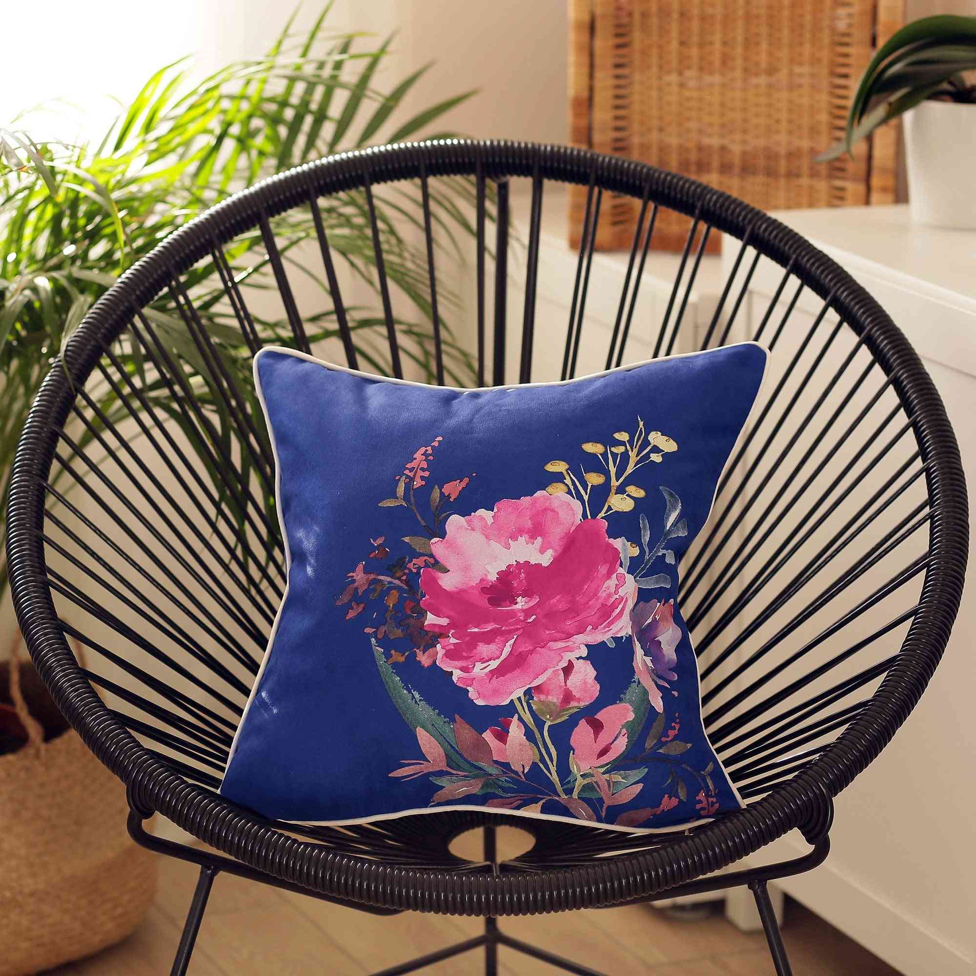Flowers Printed Throw Pillow Cover