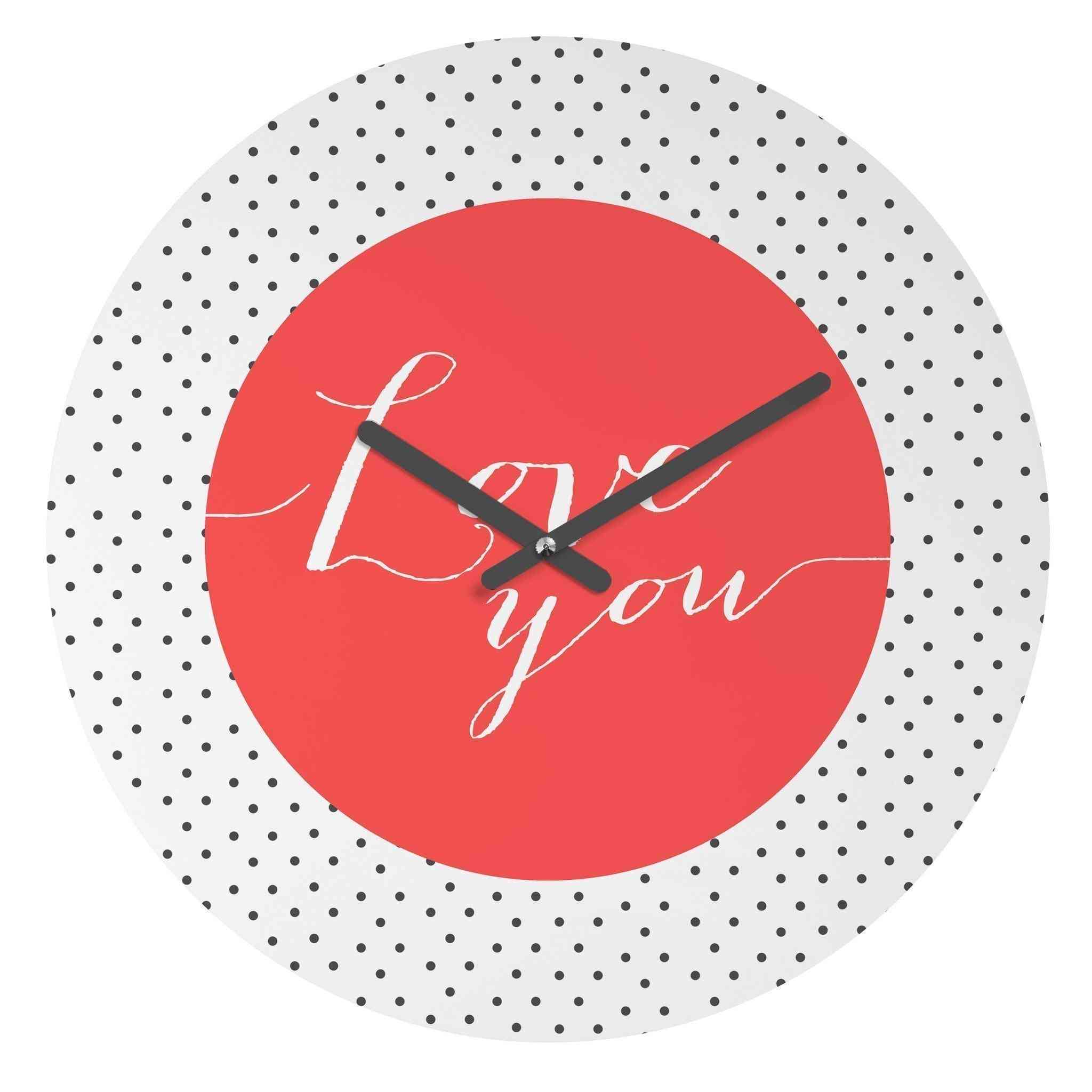 Reloj de pared redondo de 30 cm con estampado de amor