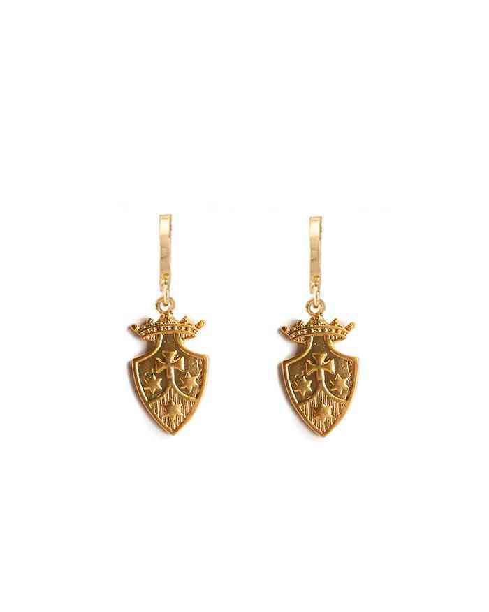 14k Gold Charm Hoop Earrings