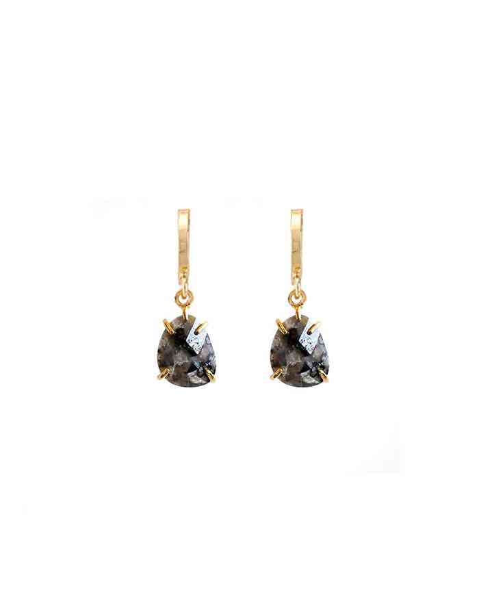 Black Labradorite Stone Earrings