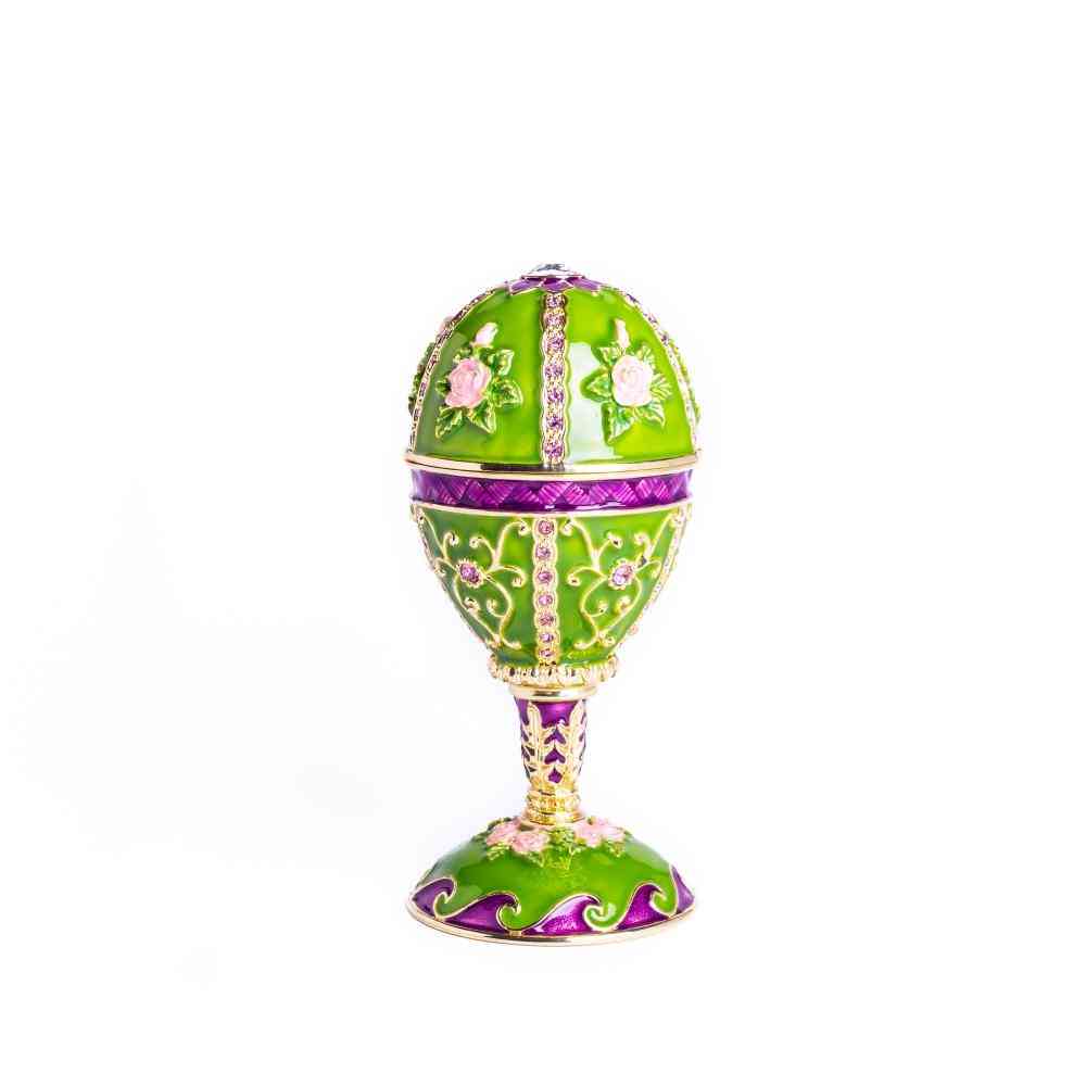 Faberge Egg Music Playing Decorated With Flowers-trinket Box