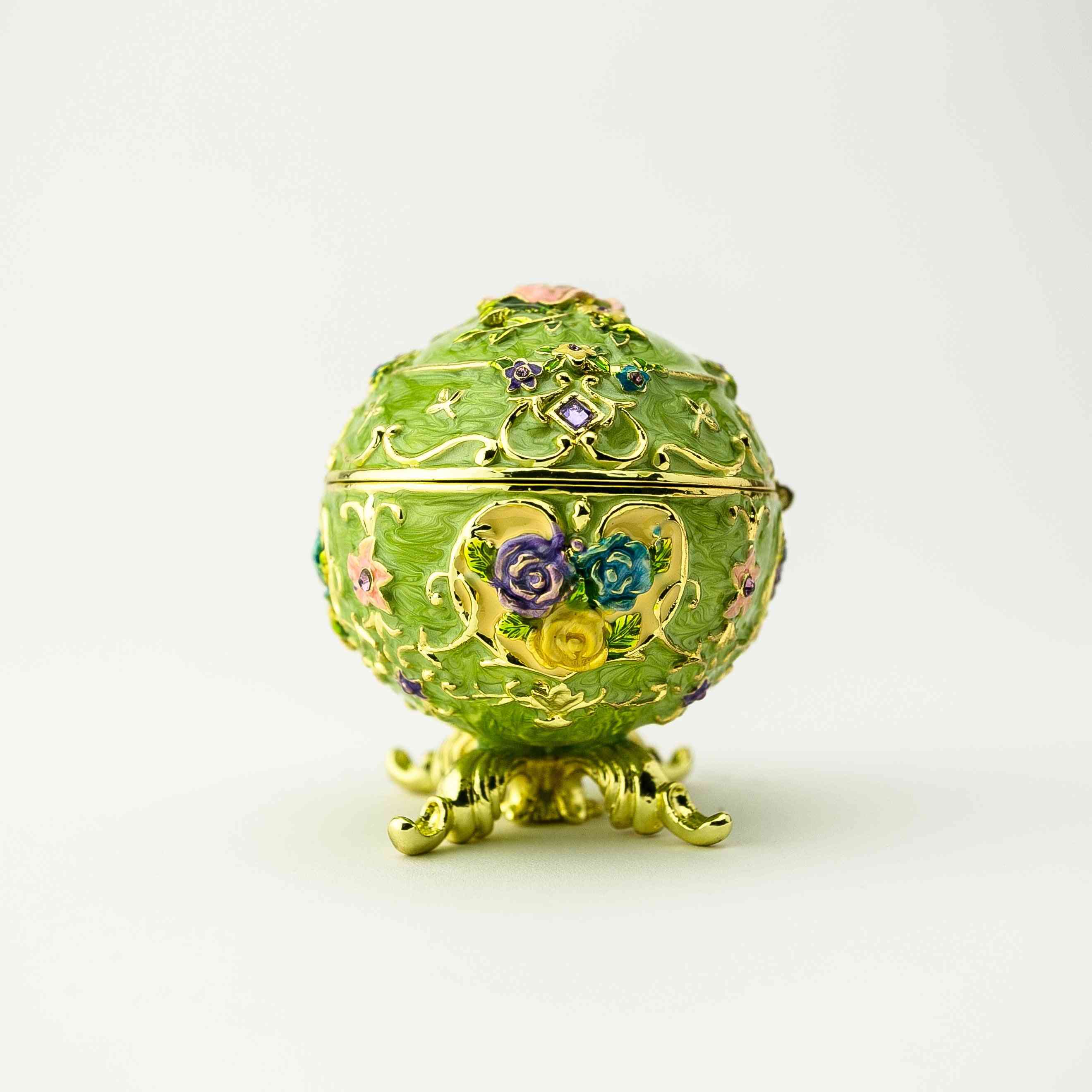 Faberge Egg With Flowers- Trinket Box