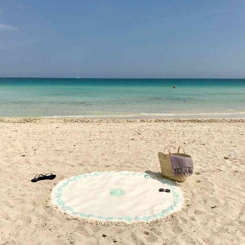 Coperta da spiaggia rotonda con stampa a blocchi