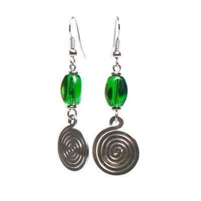 Spiral And Bead Drop Coil African Earrings