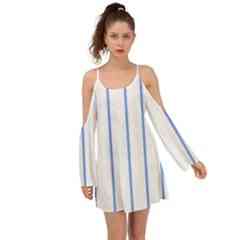 Blue Stripes Pattern Women's Boho Dress