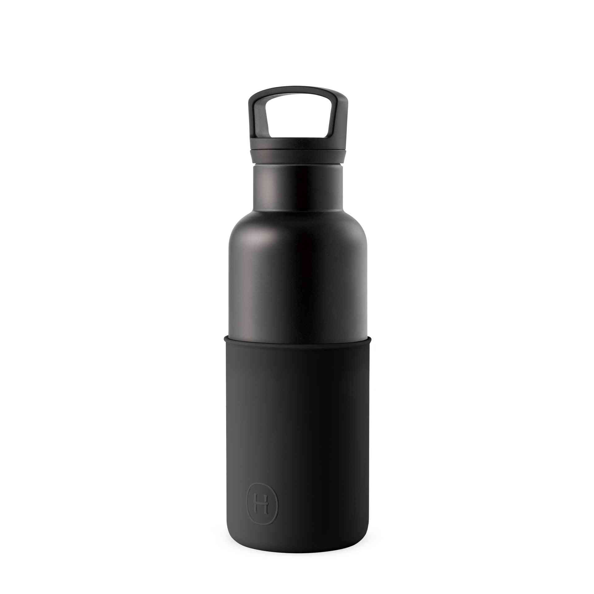 Schwarze Thermo-Wasserflasche aus Edelstahl