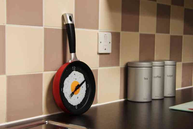 Frying Pan Fried Egg Shaped Wall Clock