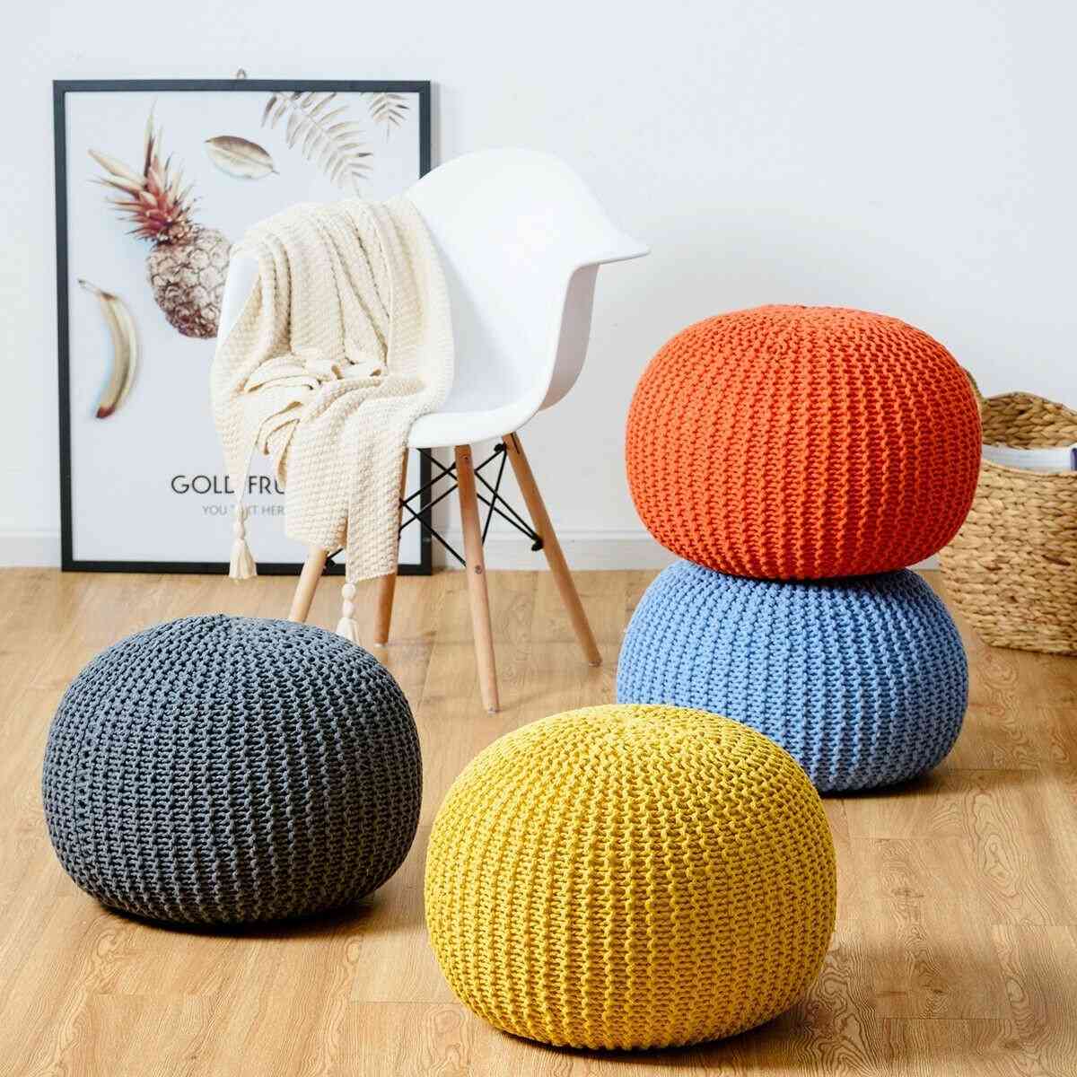 Cotton Exquisite Hand Knitted Pouf Floor Seating