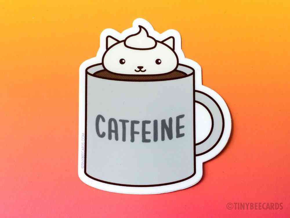 Catfeine-coffee Cat Vinyl Sticker