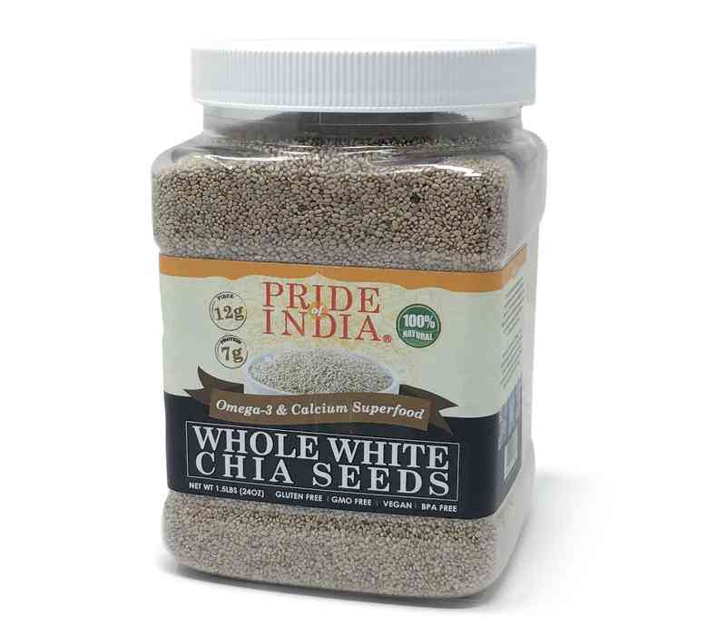 Whole White Chia Seeds  Omega-3 & Calcium Superfood Jar
