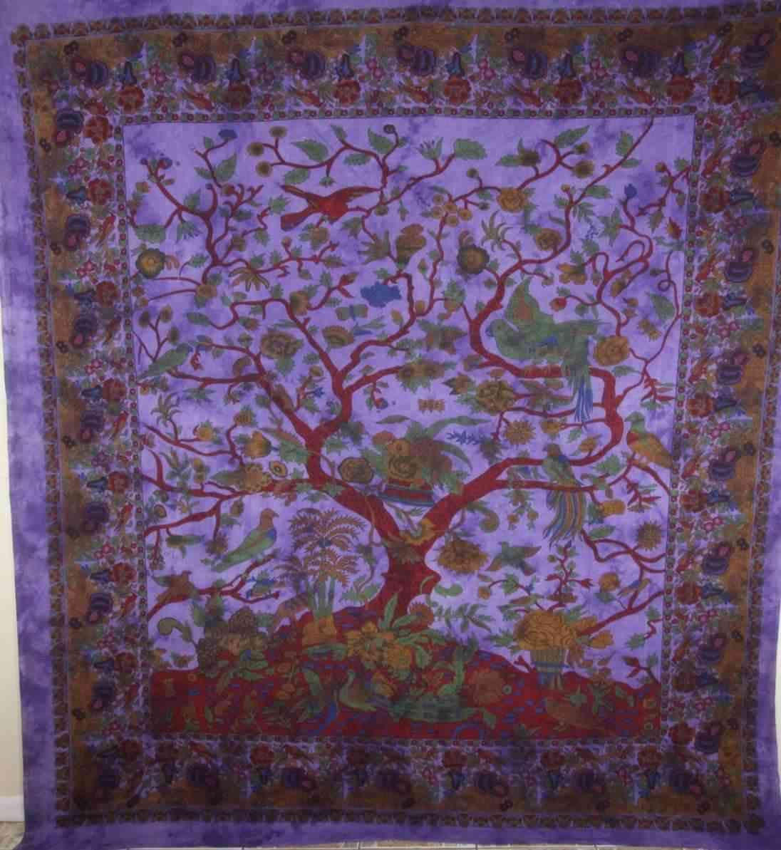 Heavenly Tree Of Life, Birds And Floral Design Tapestry
