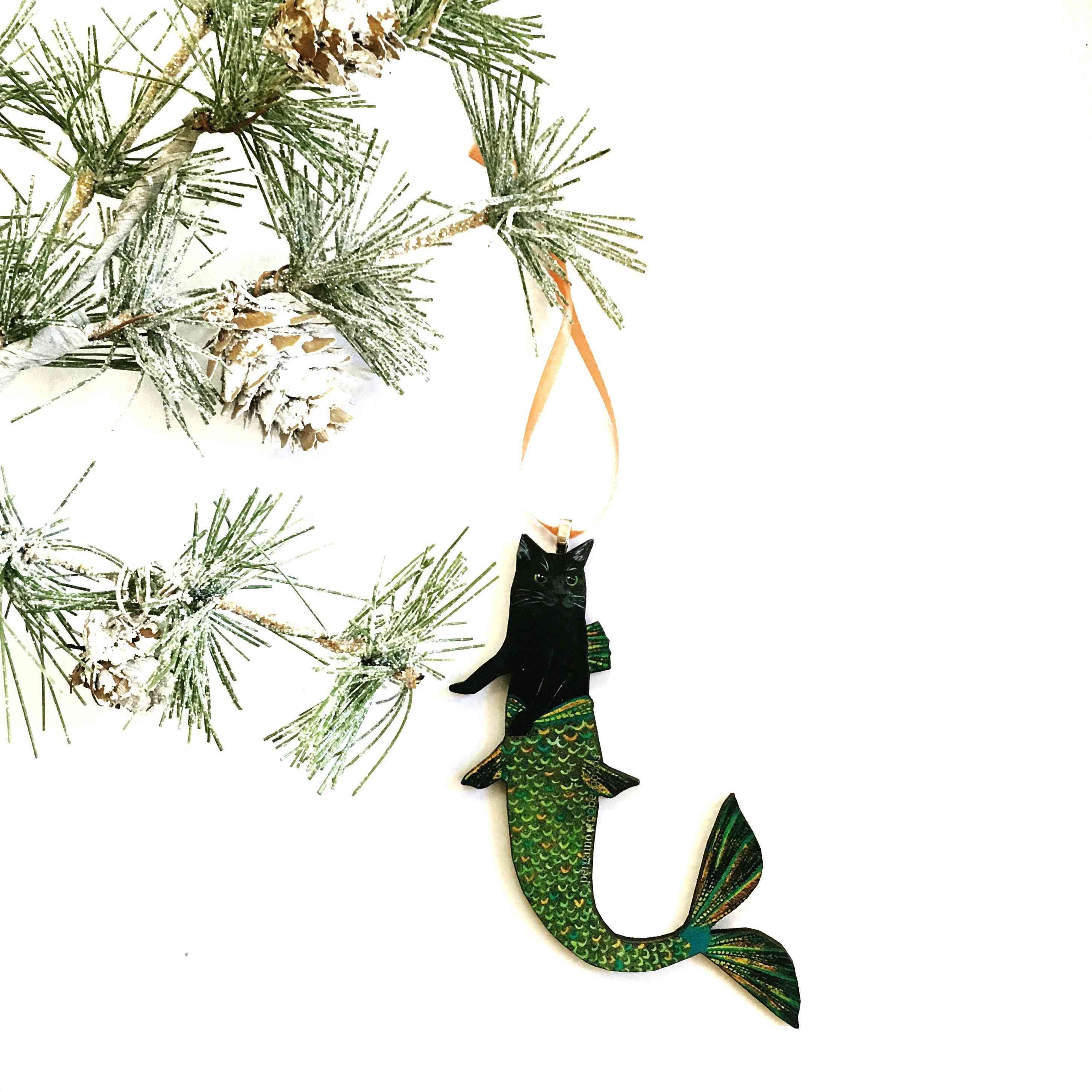 Kissa merenneito joulu koriste