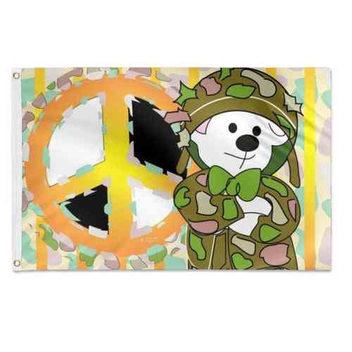Bear Soldier Cartoon 2 Flag